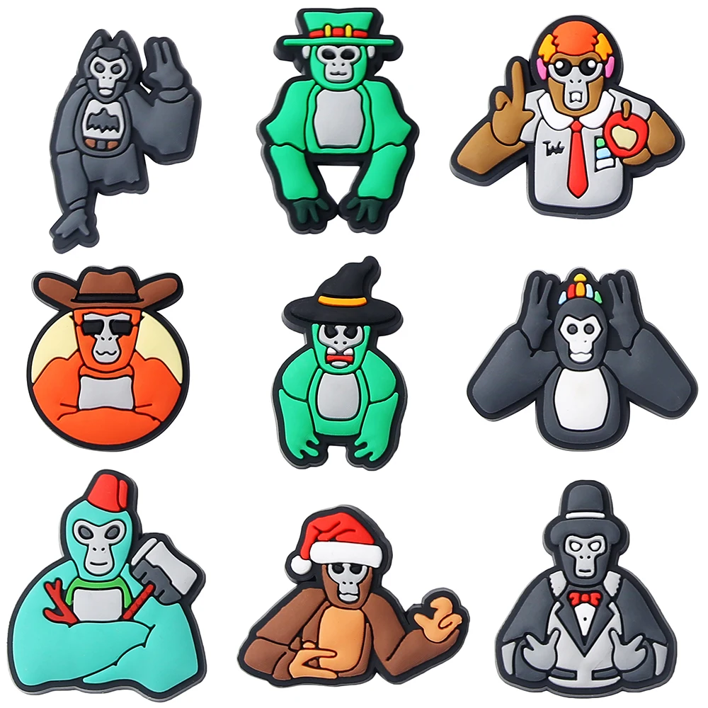 1-9  Shoe Cartoon monkey Charms PVC Cartoon Shoes accessories Decoration Buckle Fit Bands Bracelets Clog Sandal Garden