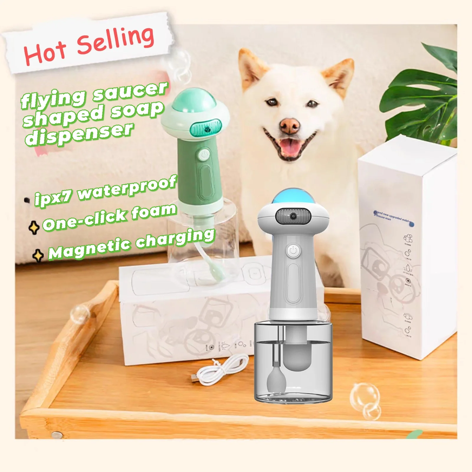 

Automatic Foam Making Machine for Pet USB Charging Smart Cat Soap Dispenser for Dog Pet Rechargeable Shower Accessories