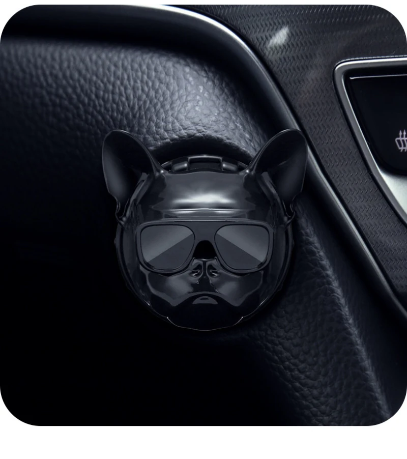 Car Interior Engine Ignition Start Stop Push Button Switch Button Cover French Bulldog Cartoon Trim Sticker 3D Cool Dog