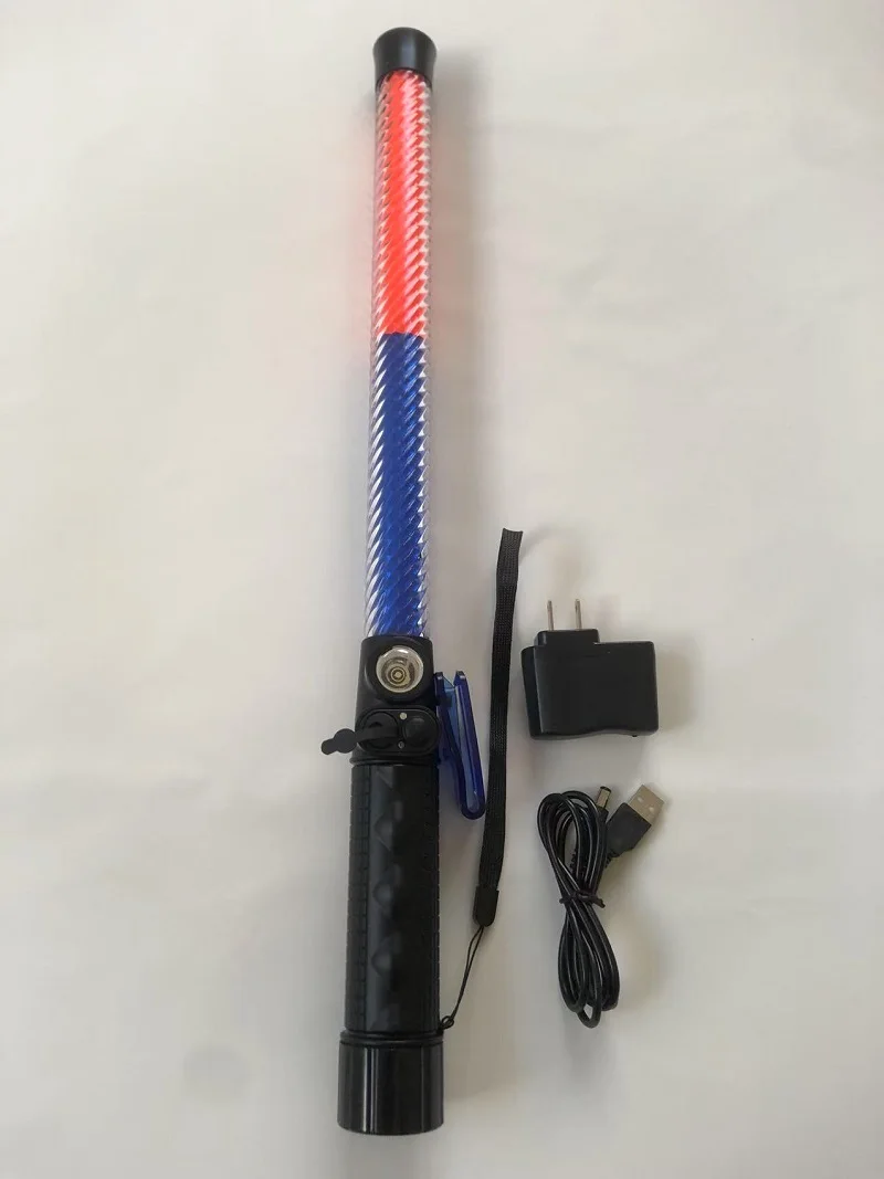 21Inch Road Traffic Conductor's Wand LED Traffic Control Stick Safety Light Rod With Flashing Modes Air Marshaling Signal Wand