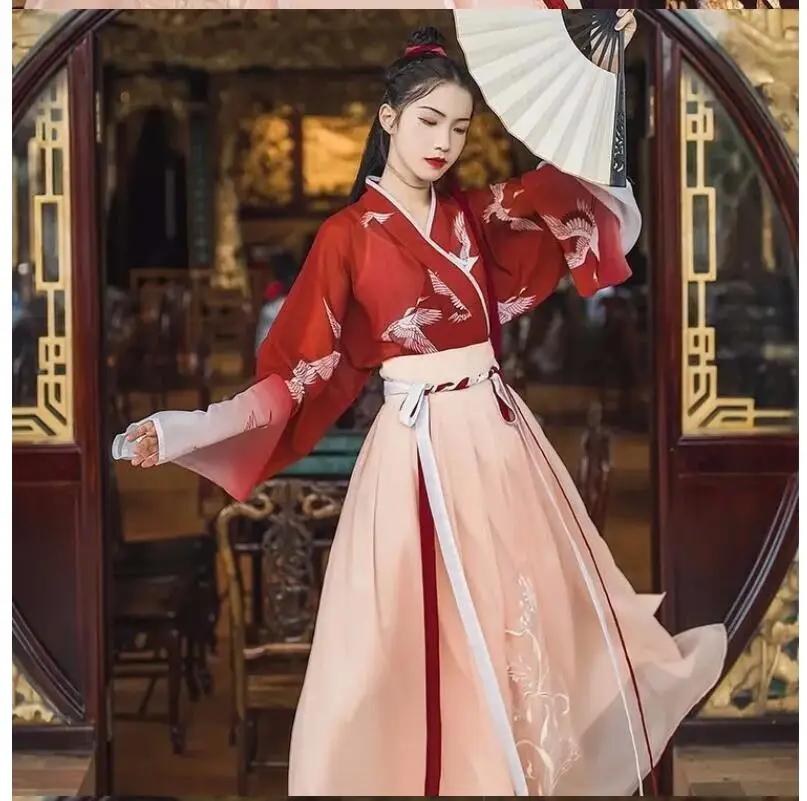 2023 Chinese Hanfu Girls Han Element Ancient Style Ming Tang Dynasty Traditional Dress Clothing Woman Dress Girl coat Skirt