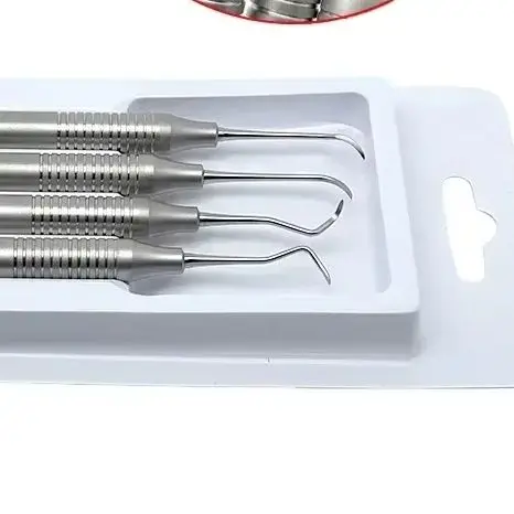 

4Pcs Stainless Steel Dental Tooth Scaler Kit Dental Double-Ended Design Teeth Cleaning Tool Dentistry Oral Care Whitening Tools