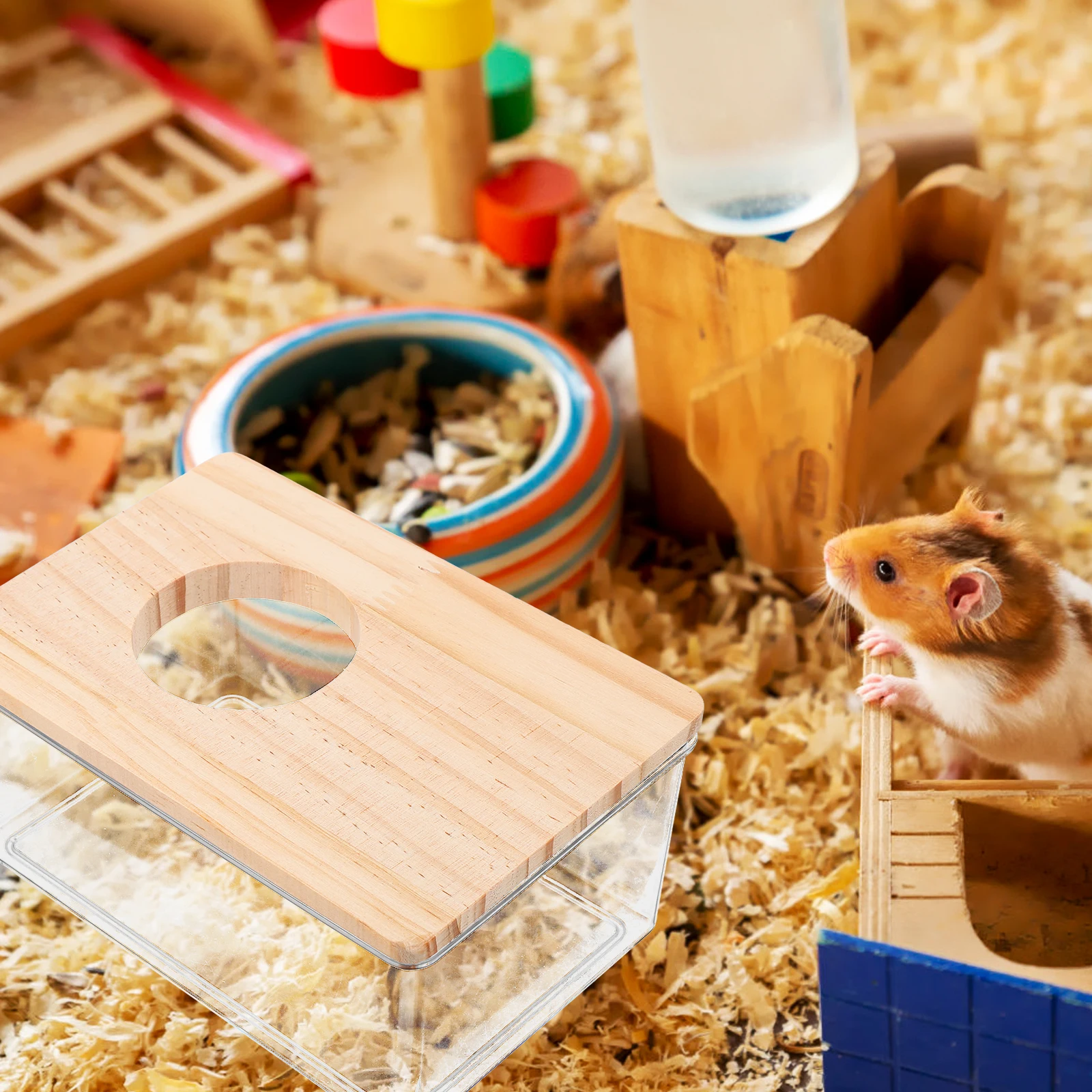 

2pcs Urine Tray Sand Bath Box For Hamsters Transparent Reusable Small Pet Bathtub Lightweight Cage Bathroom Accessory Pet