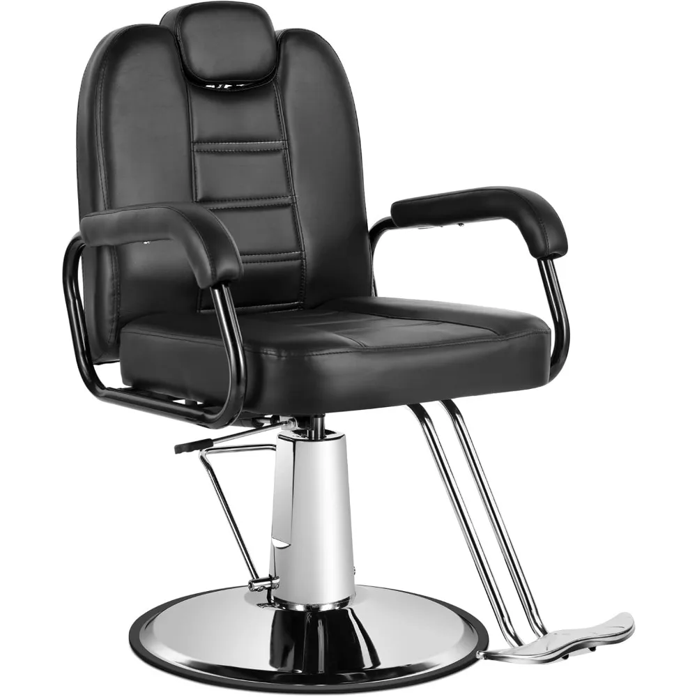 

Barbers Chairs, Heavy Duty Hydraulic Salon Chair Spa Furniture Shampoo Reclining Extra Wider Seat Beauty Hair Salon (Black)