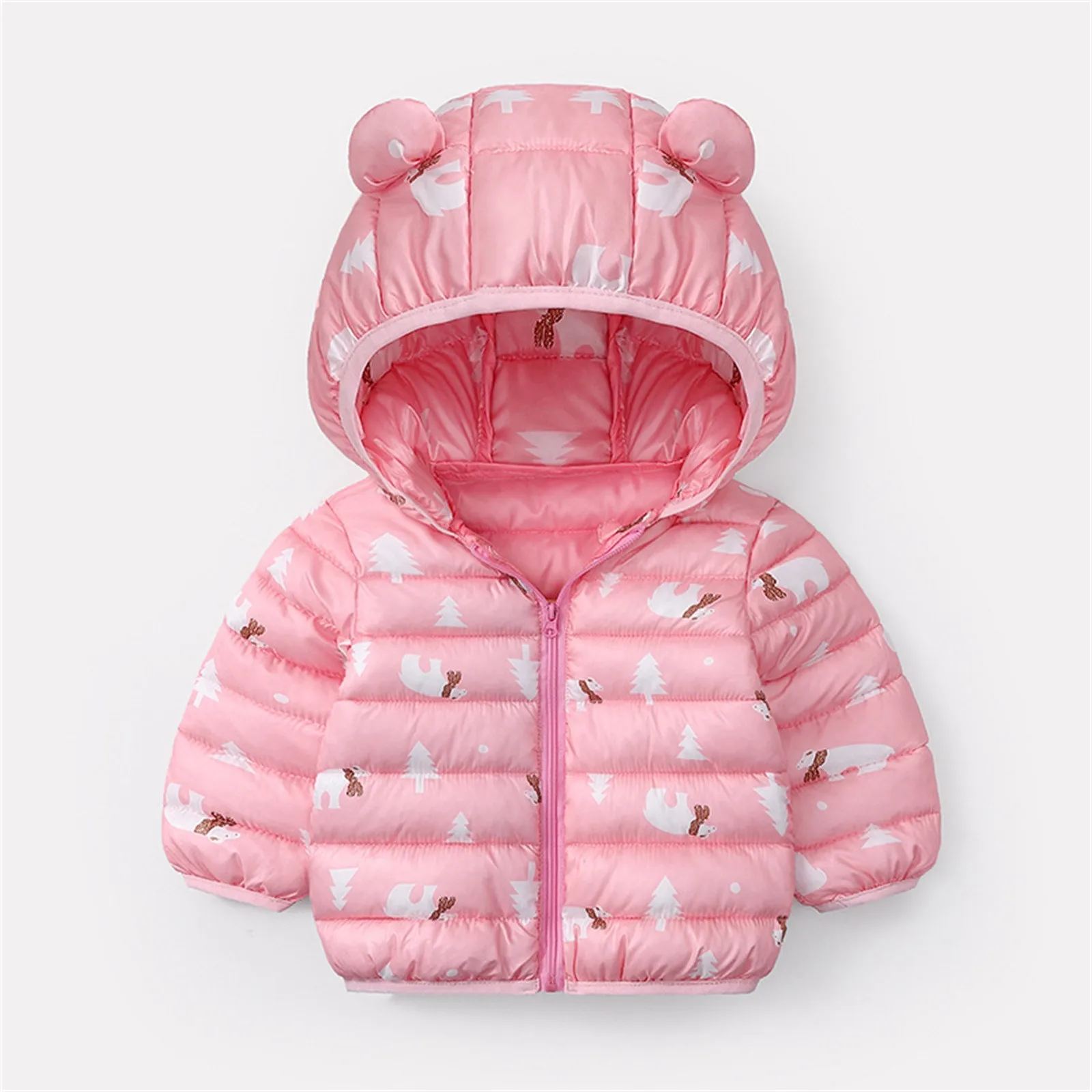 Cute Baby Girls Winter Clothes Kids Light Down Coats with Ear Hoodie Spring Girl Jacket Toddler Children Clothing For Boys Coat