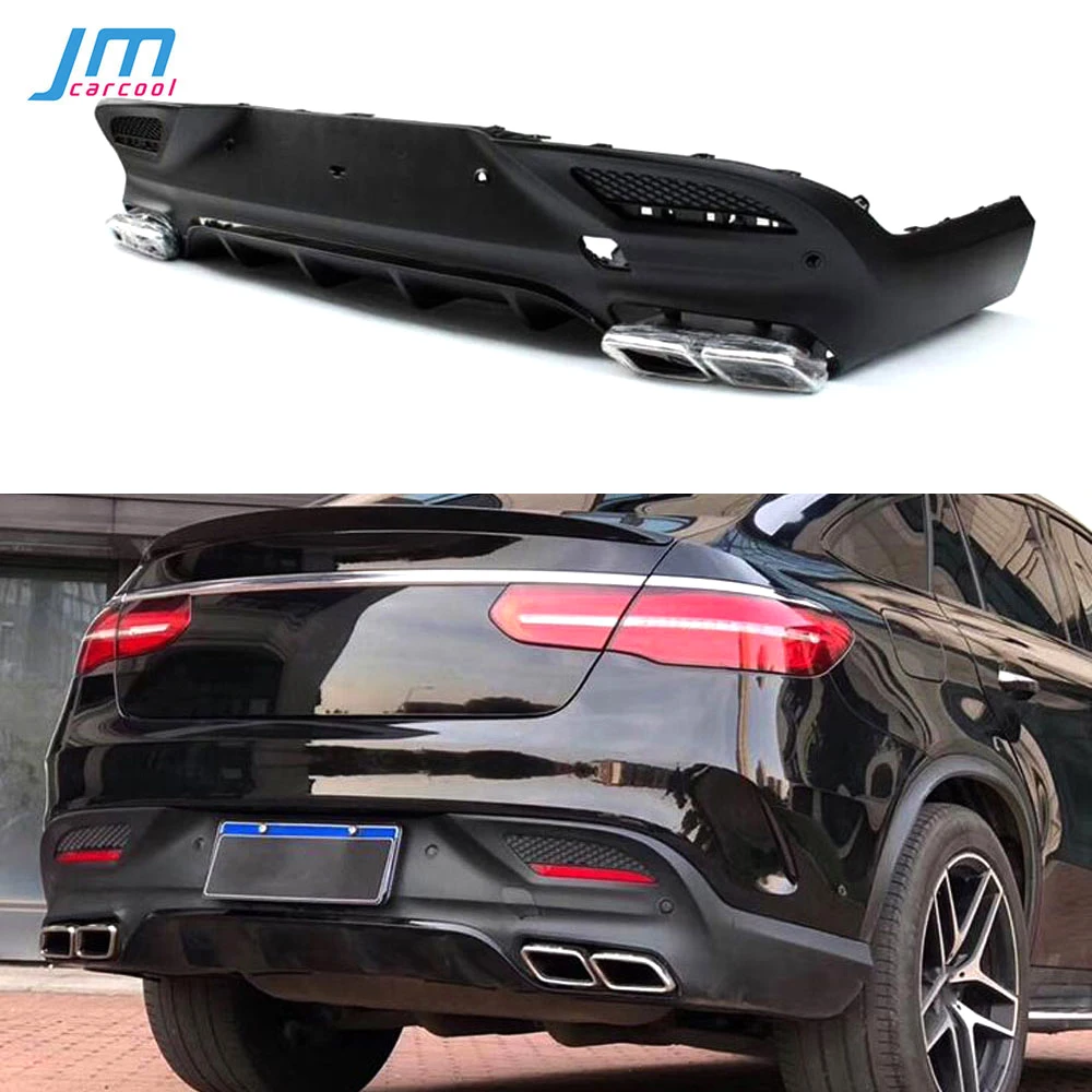 PP Heckstoßstangenschutzlippe Diffusor mit Auspuffblenden für Benz GLE-Klasse W292 C292 GLE63 AMG Coupé 2016-2018 Zubehör