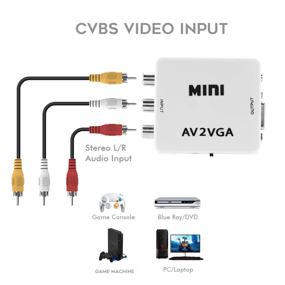 Mini AV2VGA Video Converter Convertor Box AV RCA CVBS to VGA Video Converter Conversor with 3.5mm Audio to PC HDTV Converter