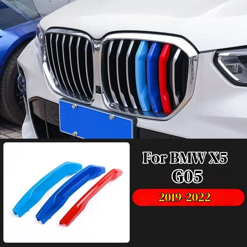 3pcs Front Grille Strip For BMW X5 E53 E70 F15 G05 1998-2022 BMW X6 E71 E72 F16 2008-2018 Motorsport Power M Trim Cover