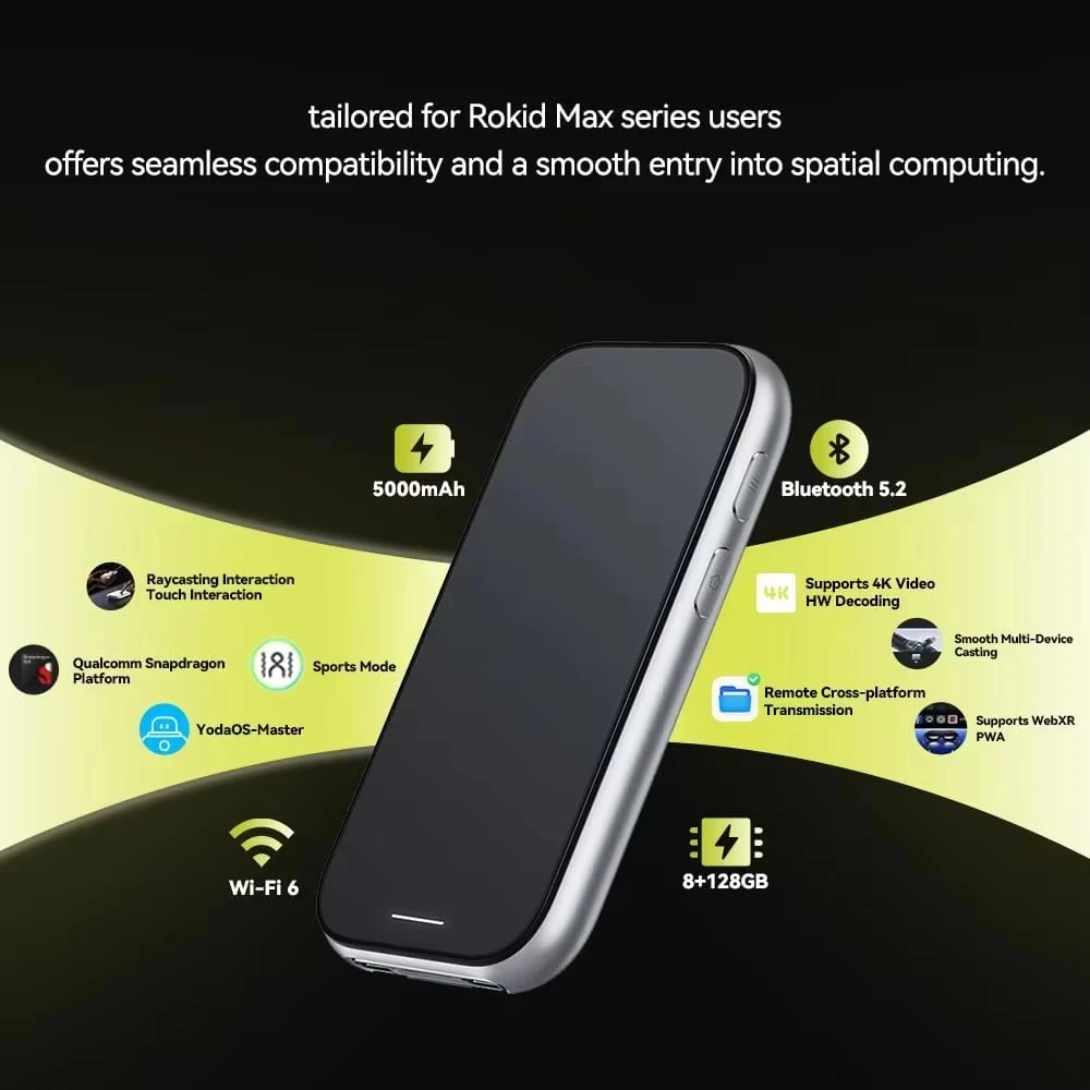 نظارات روكيد ماكس 2 سبايال AR لايت 50 ° لعبة FoV Home Viewing Realtime Trans Spatial Computing 3DoF System Gaming Portable