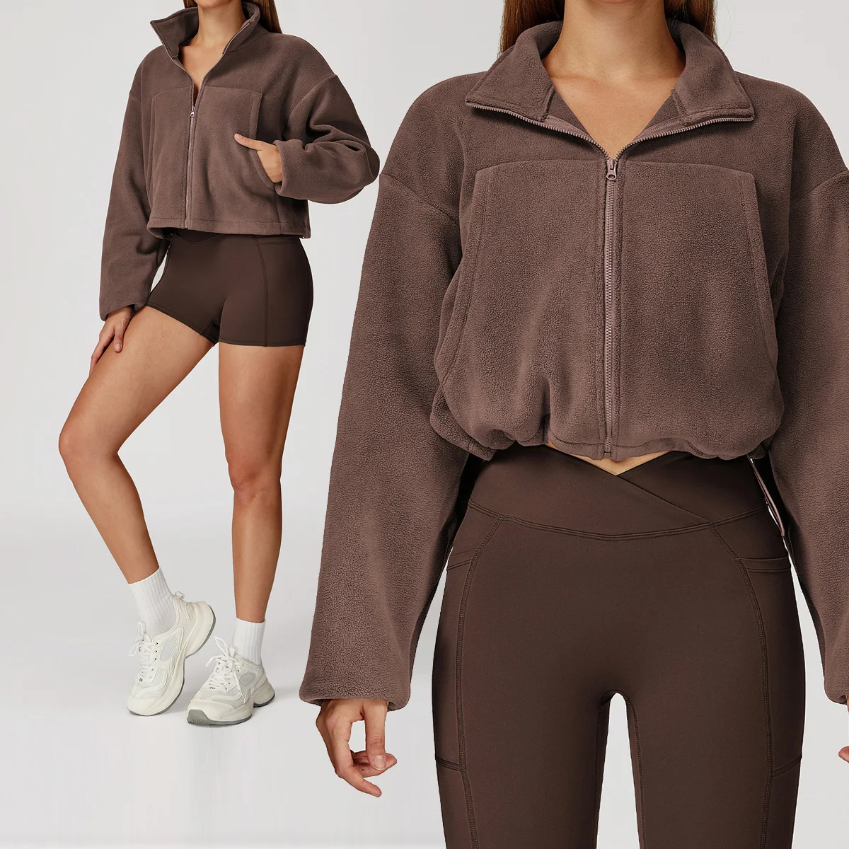 

Elegant Woolen Coat Winter 2026 Autumn Zipper Long Sleeve Blazer Thick Warm Blouse Women's Overcoat Office Lady Tops Short Coat