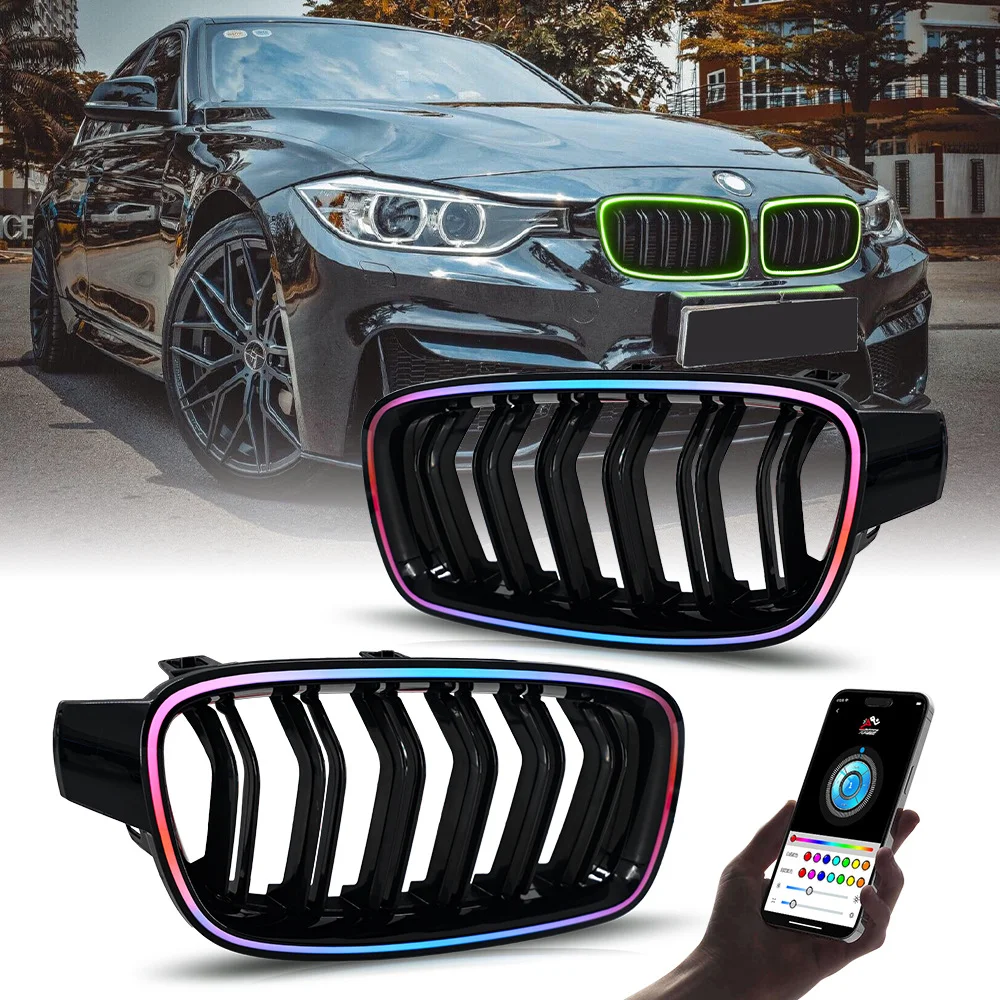 BMW 3 Series 2013-2018 M3 F30 F35 Center Decorative Auto Parts Automatic Color Lighting Decorative Front Grille