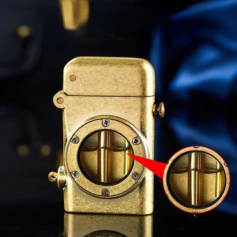 زر واحد طرد الإشعال مفتاح أمان خمر الكيروسين أخف شفافة مستودع النفط ولاعة معدنية الرجال الإبداعية هدية #3