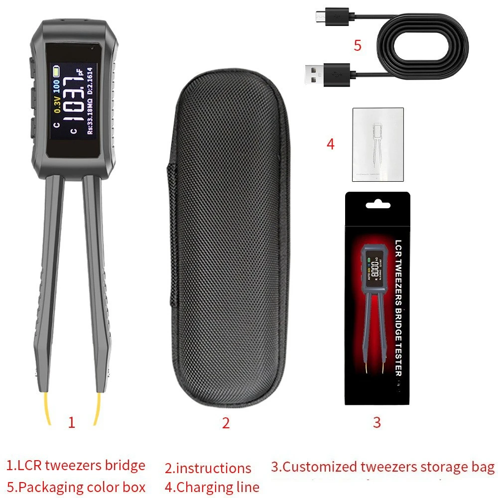 LCR DQ02 MD1 Handheld Digital Bridge Capacitance Inductance Resistance Multimeter ESR Tester Battery Internal Resistance Tester