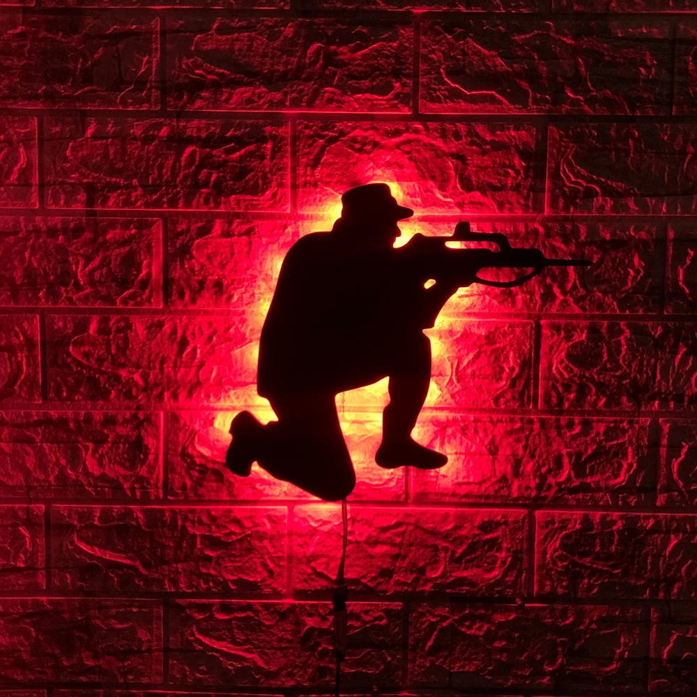 

ZK30 Fighting Soldier USB Black LED Wall Lamp Bedroom Bar Hanging Picture Decoration Night Light Remote Control Atmosphere Light