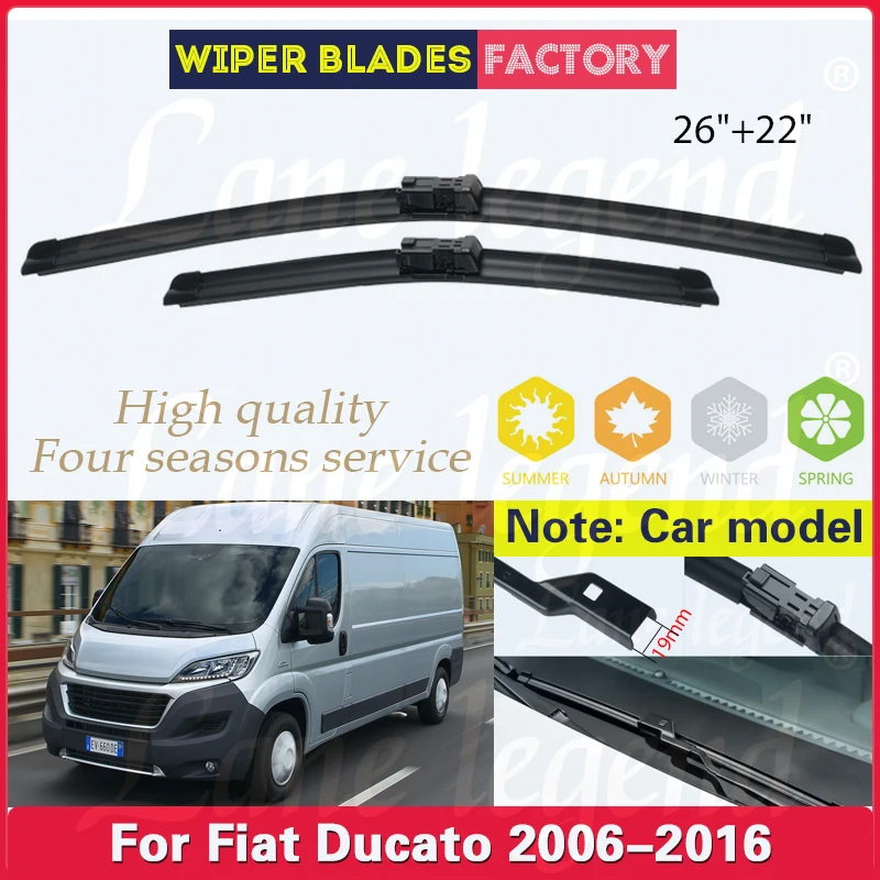 

For Fiat Ducato 2006 - 2016 Car Wiper Blade Auto Windscreen Windshield Window Wash Fit Push Button Arm 26"+22" Car Accessories