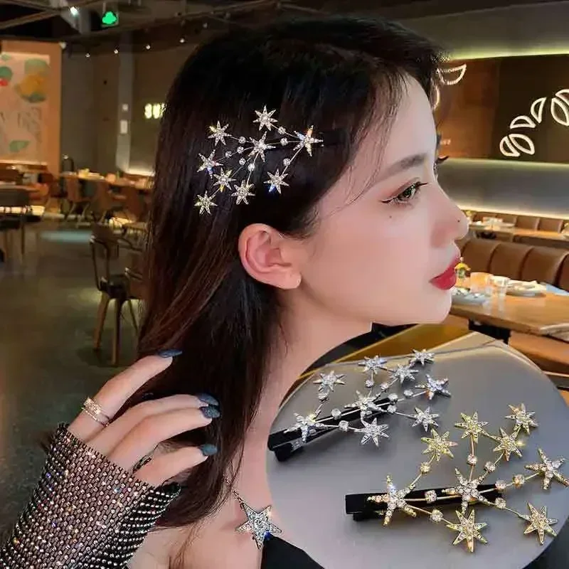 New Women Hair Clip Bling Star Rhinestone Girls Hair Accessories Hairpins Fashion Jewelry Headwear Butterfly Hair Clips Female