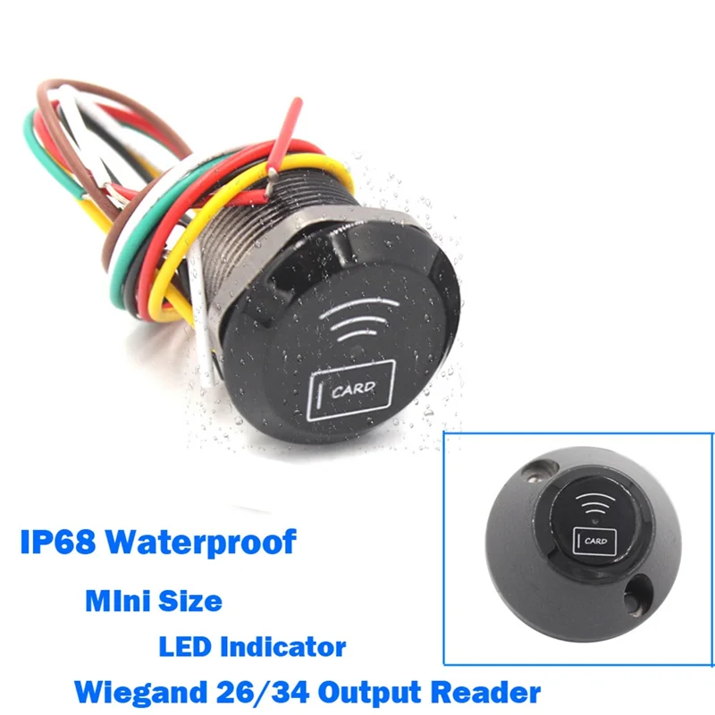 Lettore di schede IC impermeabile IP68 da 13,56 Mhz Lettore di schede Wiegand26/34 per sistema di controllo accessi