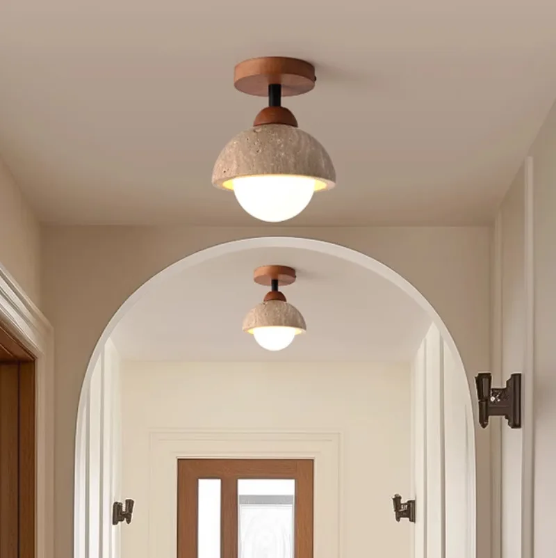 Travertine Stone LED Ceiling Light Indoor Aisle Corridor Flush Mount Foyer Hallway Staircase Lighting