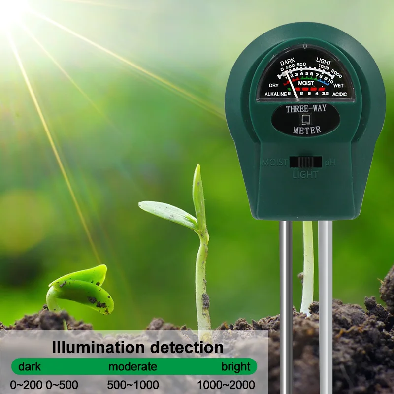 Three-in-one Soil Humidometer PH Measuring Tool  Detector Soil Moisture Meter Hygrometer Probe Watering Test Gardening