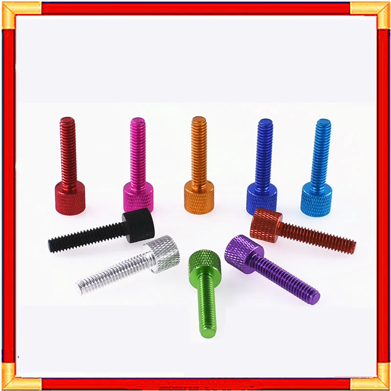 1Pcs 1/4-20*30mm Colored Aluminum Alloy Knurl Flat Head Hand Tighten Thumb Screw  Curtain Wall Glass Thumb Screws Bolts 11 Color