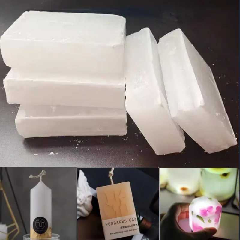 Bloque de parafina sólida totalmente refinada de alta calidad, cera Mineral semitransparente, vela perfumada hecha a mano, Material artesanal, 1kg