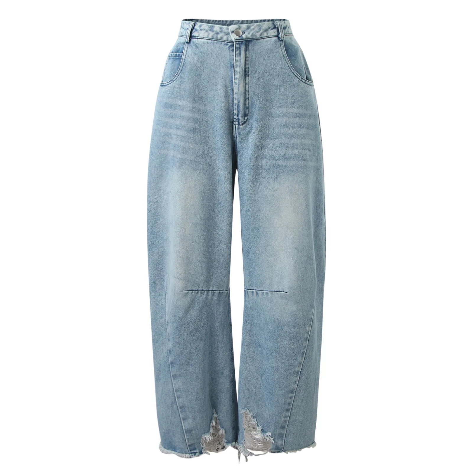 Jean Baggy Vintage à Jambes Larges pour Femme, Pantalon en Denim à Ourlet Court, Longueur au Sol, Vêtements FjHarajuku, Automne Hiver