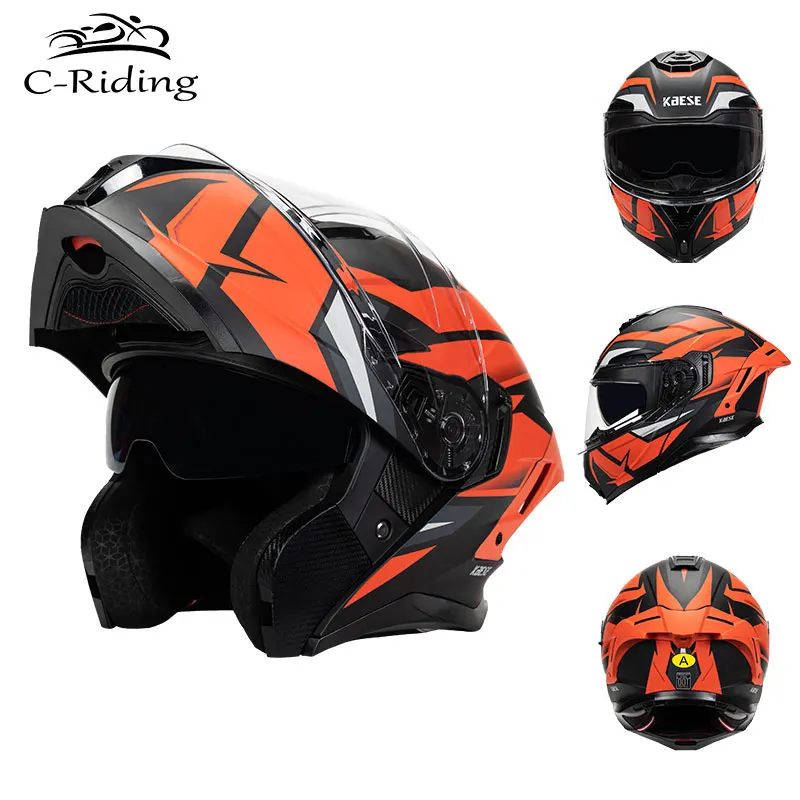 

Double Visor Flip Up Helmet DOT Approved Full Face Motorcycle Helmets Racing Modular Dual Lens Motocross Helmets for Men Women