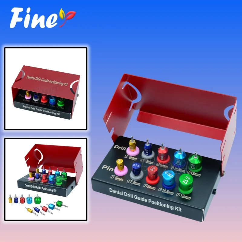 

Finer 1set Dental Drill Guide Positioning Kit 10pcs Dental Implant Guide Drill Titanium for Dental Implantation Dentistry Tool