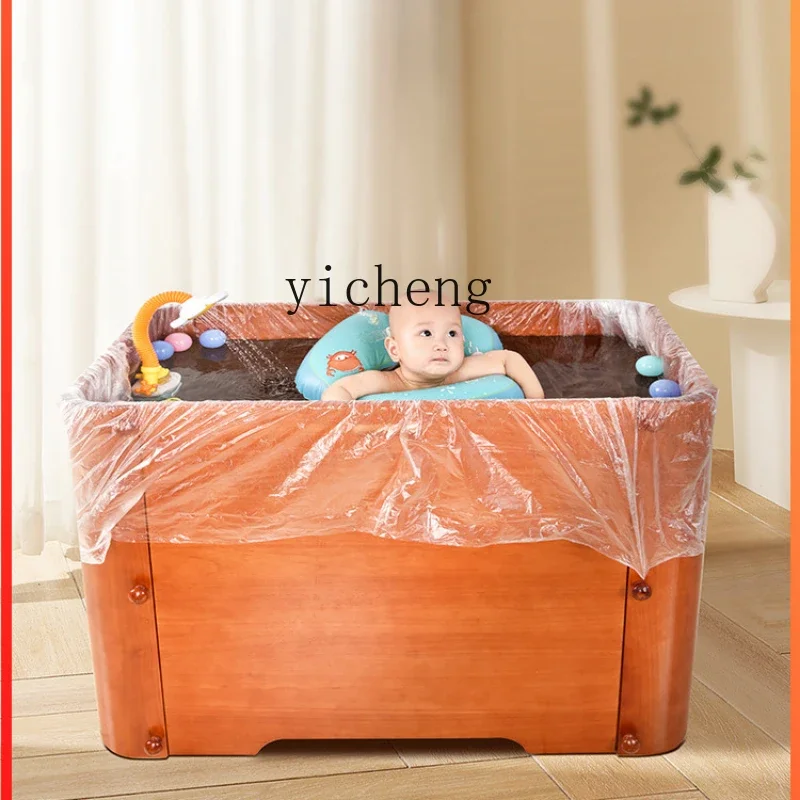 

ZF Solid Wood Baby Swimming Bucket Household Foldable Disassembly Adult Body Bath Barrel