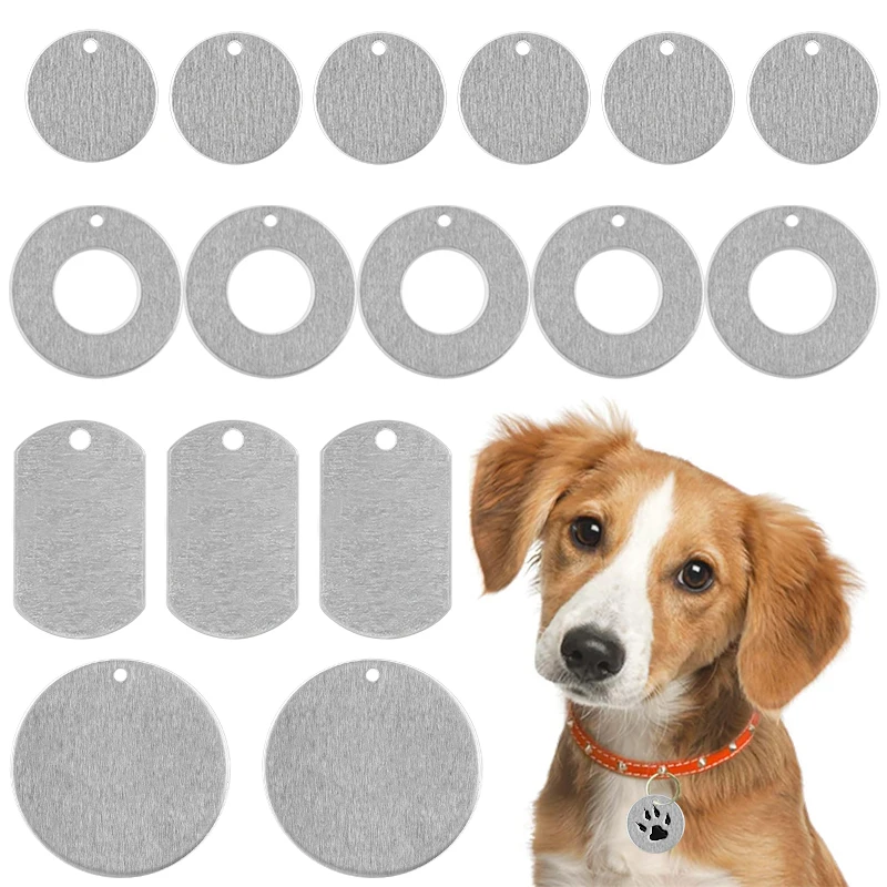 XUQIAN 50pcs/bag Pet ID Tag Round Double Sided Aluminum Stamping Blanks Discs Dog Cat Pet Name Phone Number DIY ID Tag Charm