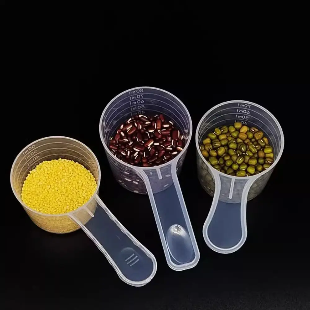 5pcs/set plastic Coffee Scoop with Scale Transparent Flat-bottomed Spoon Multipurpose Measuring Spoon