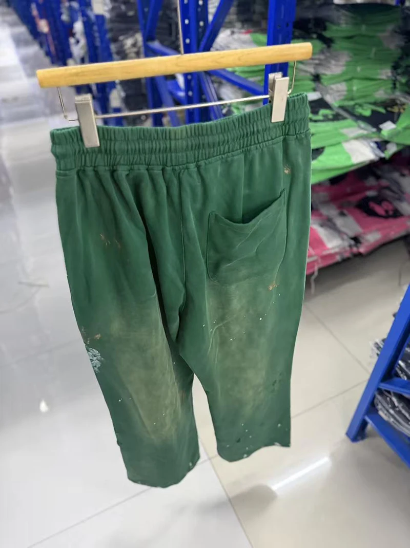 Satoshi Nakamoto Splashed Ink Hole Damaged Sweatpants Men Women Drawstring Loose Track Pants Washed Distressed Jogger Trousers