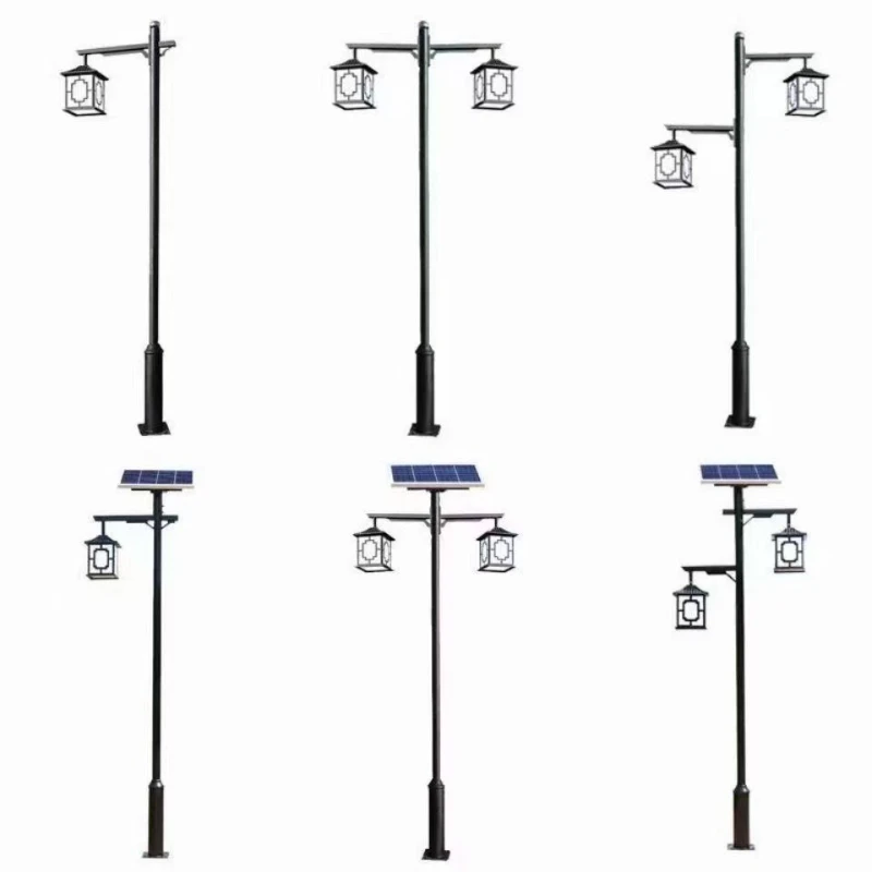 

Chinese antique solar light outdoor retro garden light double head lawn 3