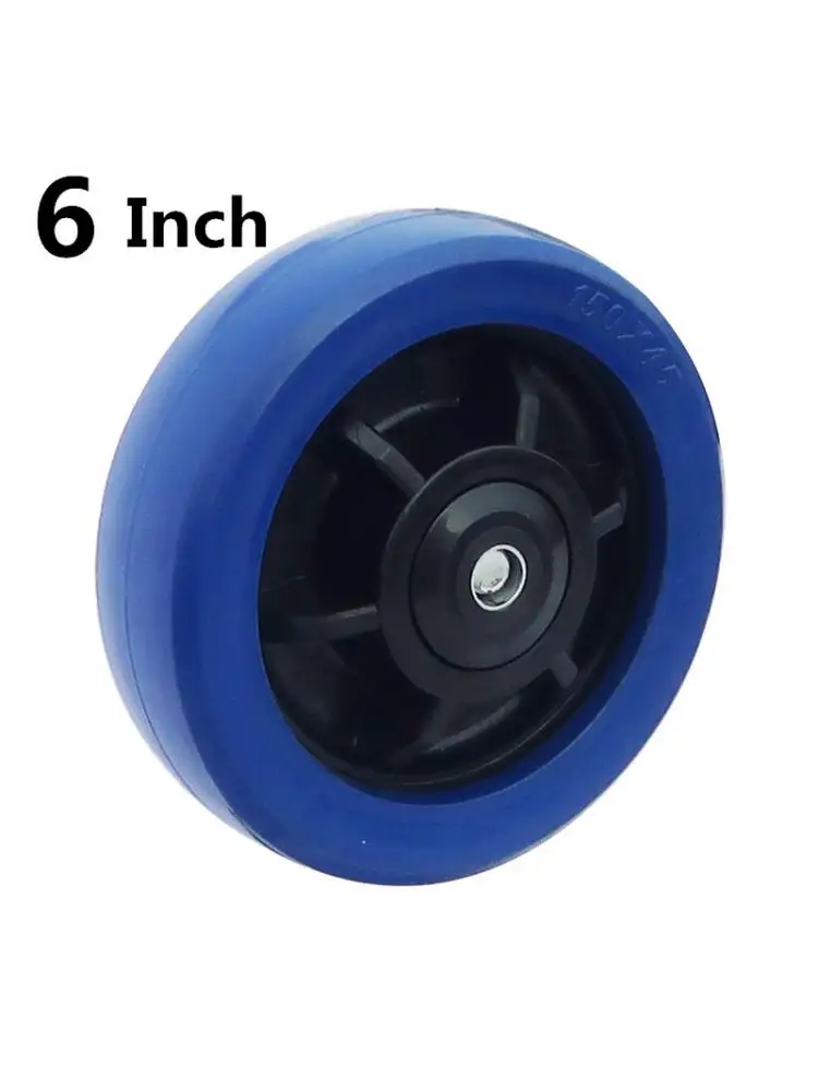 1 Pcs 6 Inch Single Wheel Caster Heavy Duty Rubber Piece Wear Resistant Flat Driver Cart