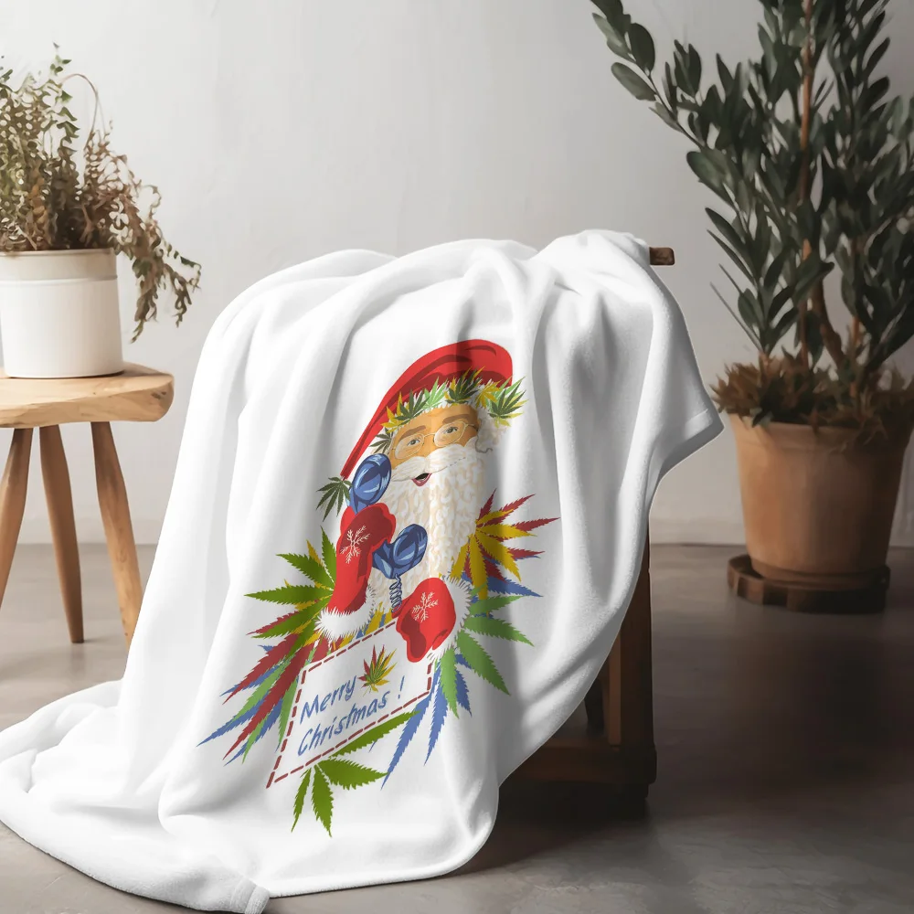 

Tu Cozy Christmas Santa Blanket Soft Fluffy Throw for Holiday Home Decor Gift Festive Reindeer Elk Pattern Winter Warm Bedspread