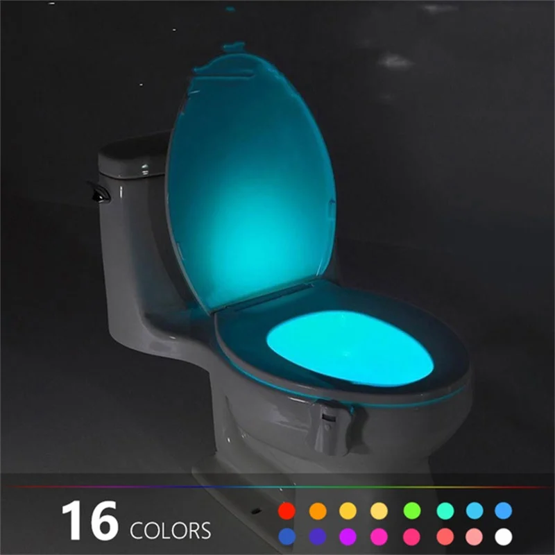 Smart Motion Sensor Toilet Seat Night Light 8/16 Colors Waterproof Backlight LED UV Human Induction Night Light for Bathroom