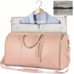 Bolso de viaje plegable de cuero PU para mujer, bolsa de lona grande de 55L, bolsa de viaje de negocios impermeable