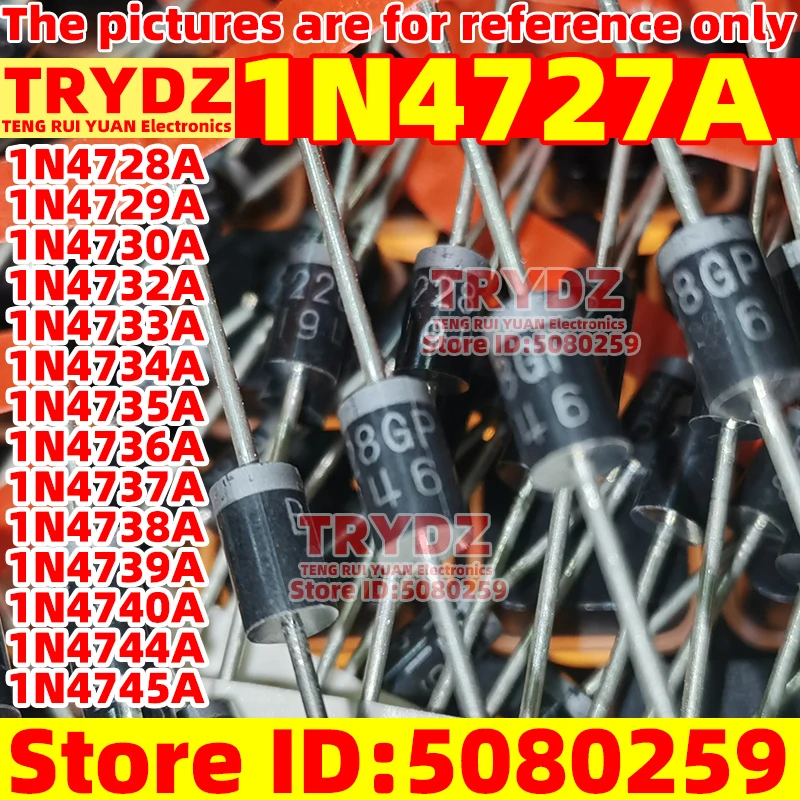 50pcs 1N4727A 1N4728A 1N4729A 1N4730A 1N4732A 1N4733A 1N4734A 1N4735A 1N4736A 1N4737A 1N4738A 1N4739A 1N4740/4744/4745/4746A