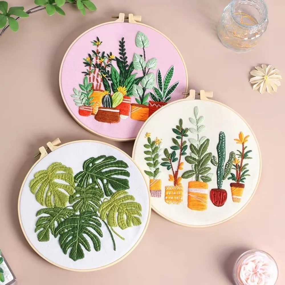 Embroidery Hoop Embroidery Stitch Practice Kit Needle Thread Needle Punch Flower Embroidery Handmade Ornament DIY Crafts