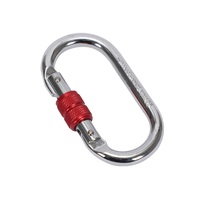 Rock Climbing Carabiner Alloy Steel Oval Shape 25kN O Shape Screw Gate Locking Carabiner Yoga Outdoor