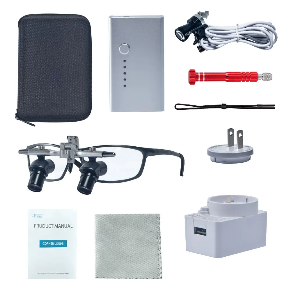 EXP Ergo Dental Loupes 4x Magnification Binocular Magnifier with 5W LED Headlight for Precision Dental Laboratory Work