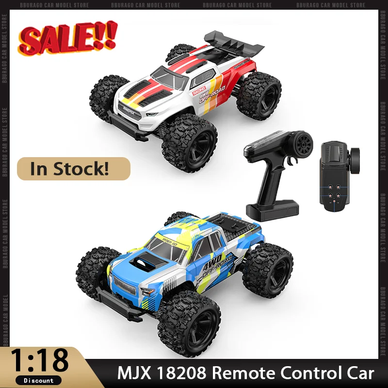 

New Stock Mjx 18208 Remote Control Car 1/18 380 Brushed Motor Aluminum Heat Sink Electronic Simulation Alloy Miniature