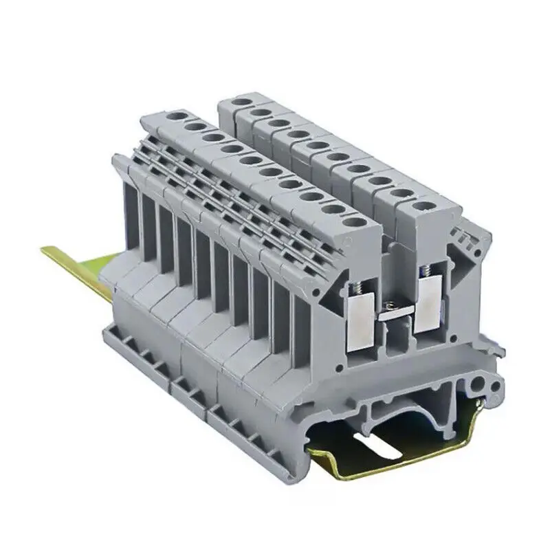 10Pcs Din Rail Terminal Block UK-2.5B Wire Electrical Conductor Universal Connector Screw Connection Terminal Strip Block UK2.5B