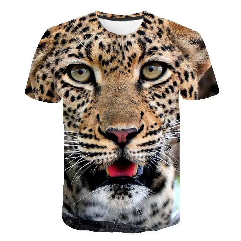 

Summer Personality Animal Tiger Graphic Men'S T-Shirt 3d Hd Printing Comfortable Large Silhouette O-Collar Short-Sleeved Shirt