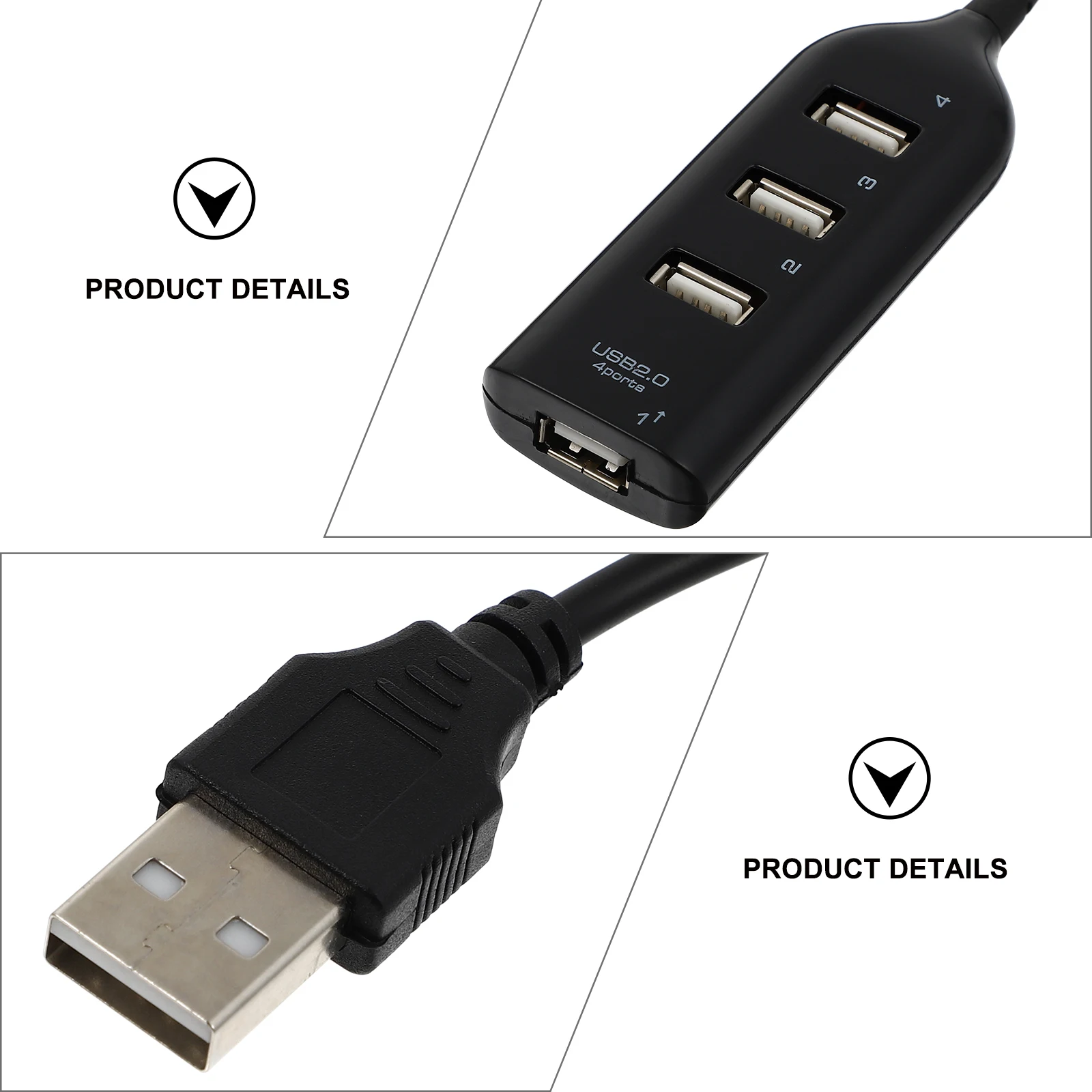 

4 Port USB Hub 2.0 ABS Material Portable Splitter for Keyboard Mouse Laptop Compatible Fast Transfer Plug Play