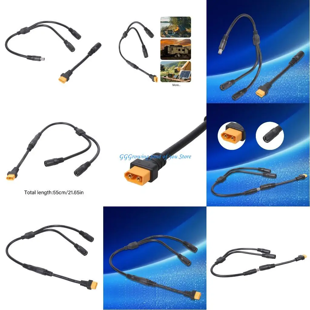 

H9EB Flexible PVC XT60 Male To Double DC8020 Power Cord for Charging Stations