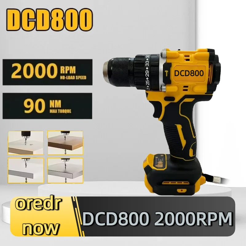 Fit dewalt dcd800 2000rpm furadeira de impacto 1/2 Polegada chave de fenda elétrica sem escova ferramenta elétrica de lítio 20v bateria