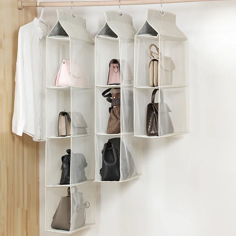 

Wardrobe Closet Transparent Storage Bag Hanging Handbag Organizer Sundry Shoe Bag with Hanger Pouch Transparent Storage Pouch