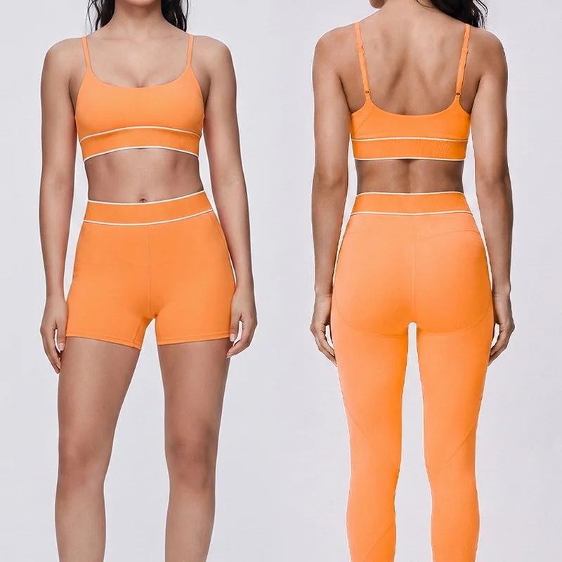 Women's Yoga Suit Suspender Bra Hip Lifting Abdominal Compression Legging Naked Breathable Quick Drying Gym Pilates Sportswear