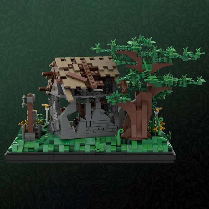 Castillo Medieval modelo Moc edificio BONFIRE & RUIN modelo tecnología regalo construcción escena famosa DIY montaje conjuntos de vacaciones Juguetes